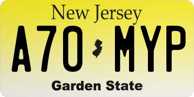 NJ license plate A70MYP
