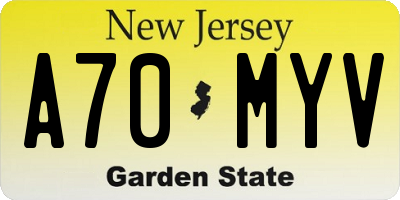 NJ license plate A70MYV