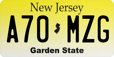 NJ license plate A70MZG
