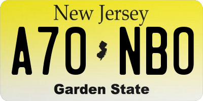 NJ license plate A70NBO
