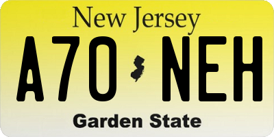 NJ license plate A70NEH