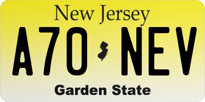 NJ license plate A70NEV