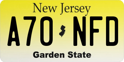 NJ license plate A70NFD