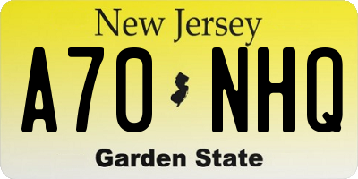 NJ license plate A70NHQ
