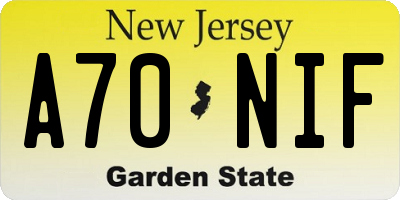 NJ license plate A70NIF