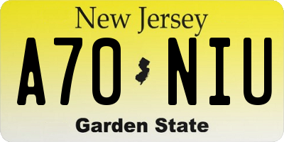 NJ license plate A70NIU