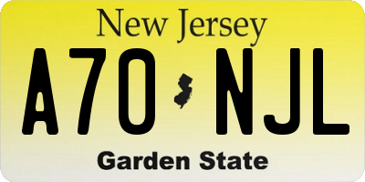 NJ license plate A70NJL