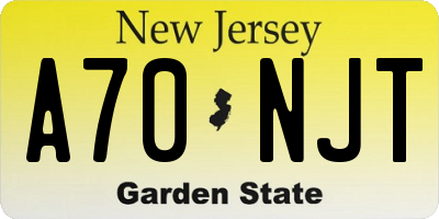 NJ license plate A70NJT