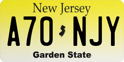 NJ license plate A70NJY
