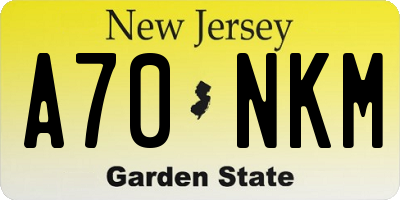 NJ license plate A70NKM