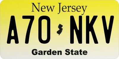 NJ license plate A70NKV