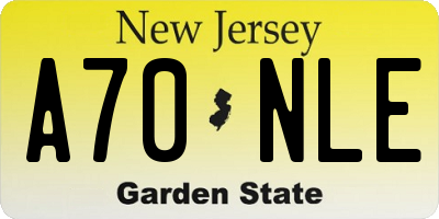 NJ license plate A70NLE