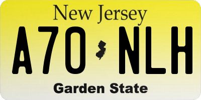 NJ license plate A70NLH