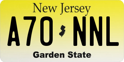 NJ license plate A70NNL