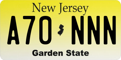 NJ license plate A70NNN