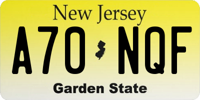 NJ license plate A70NQF