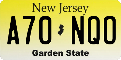NJ license plate A70NQO