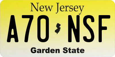 NJ license plate A70NSF
