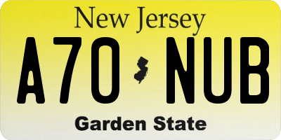 NJ license plate A70NUB