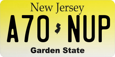 NJ license plate A70NUP