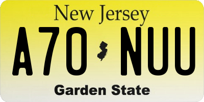 NJ license plate A70NUU