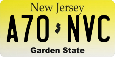 NJ license plate A70NVC