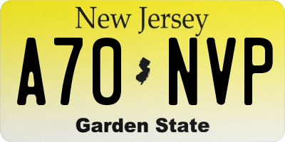 NJ license plate A70NVP