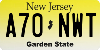 NJ license plate A70NWT