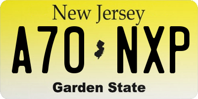NJ license plate A70NXP