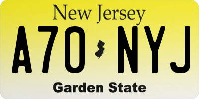 NJ license plate A70NYJ