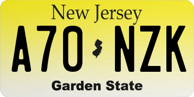 NJ license plate A70NZK