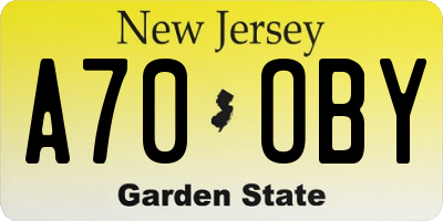 NJ license plate A70OBY