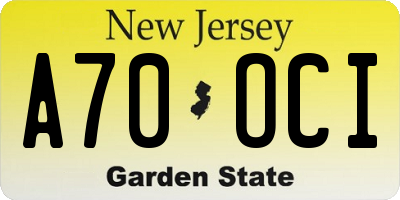 NJ license plate A70OCI