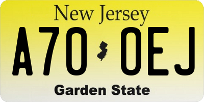 NJ license plate A70OEJ