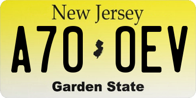 NJ license plate A70OEV