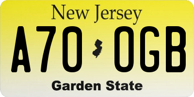 NJ license plate A70OGB