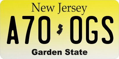NJ license plate A70OGS