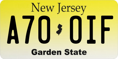 NJ license plate A70OIF