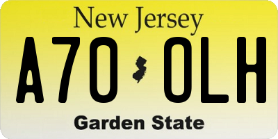 NJ license plate A70OLH