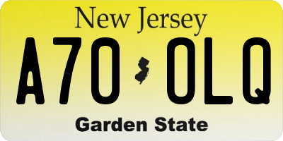 NJ license plate A70OLQ