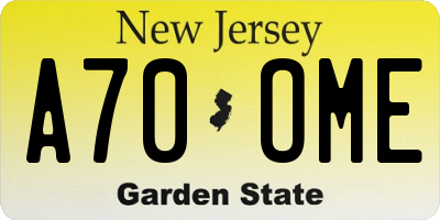 NJ license plate A70OME