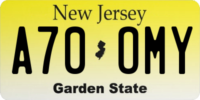 NJ license plate A70OMY