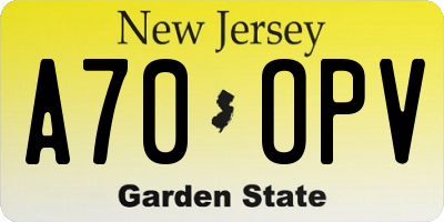 NJ license plate A70OPV