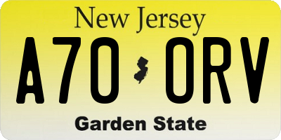 NJ license plate A70ORV