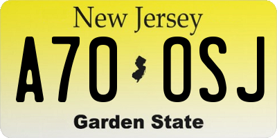 NJ license plate A70OSJ