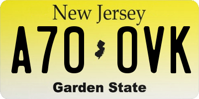 NJ license plate A70OVK