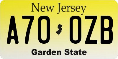 NJ license plate A70OZB