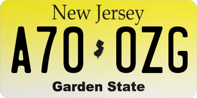 NJ license plate A70OZG