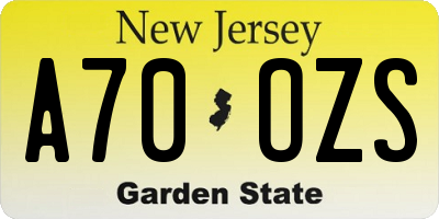 NJ license plate A70OZS