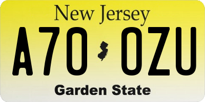 NJ license plate A70OZU